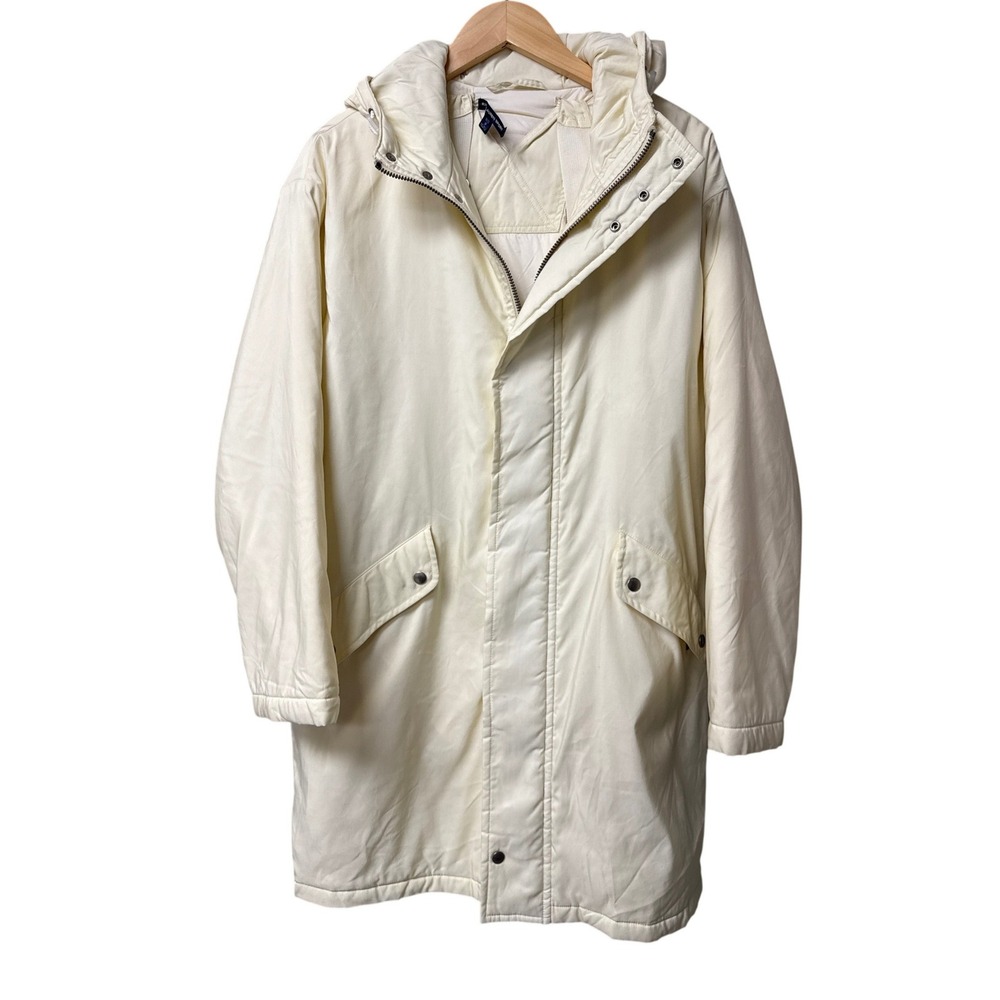 Vintage Ralph Lauren Sport Parka Women M Cream Hooded Insulated Utility Gorpcore